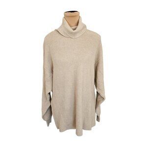 Free People Light Cream Knit Long Sleeve Turtle Neck Sweater Sz XS